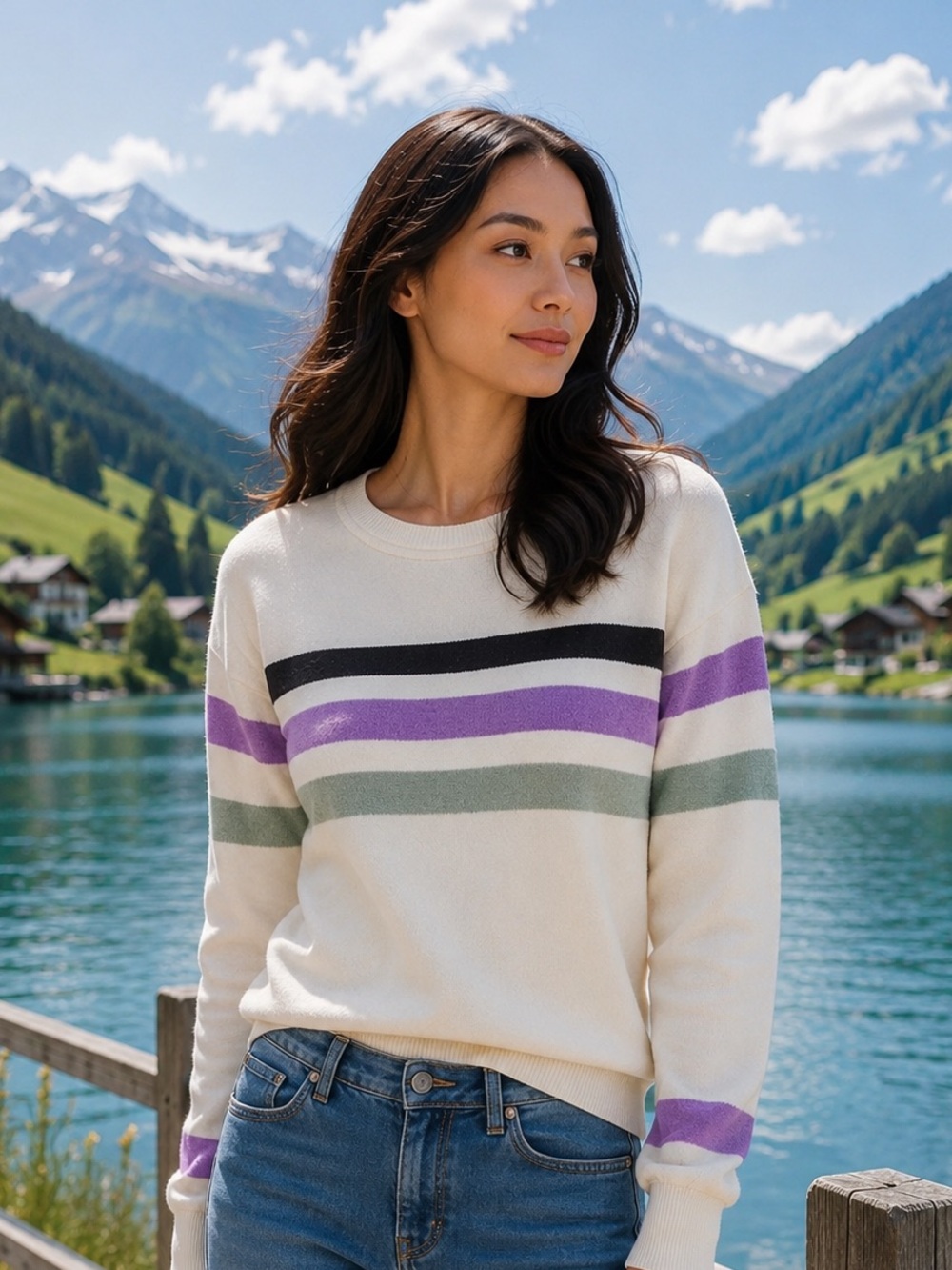 Lou & Grey Fuzzstripe Terry Sweatshirt π - Picture 1 of 11